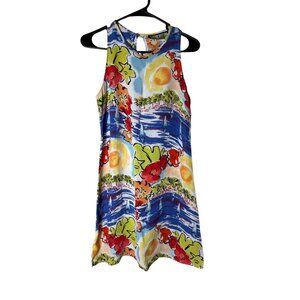 Loco Lindo Women’s Size Small Floral Beach Art to Wear Midi Summer Dress